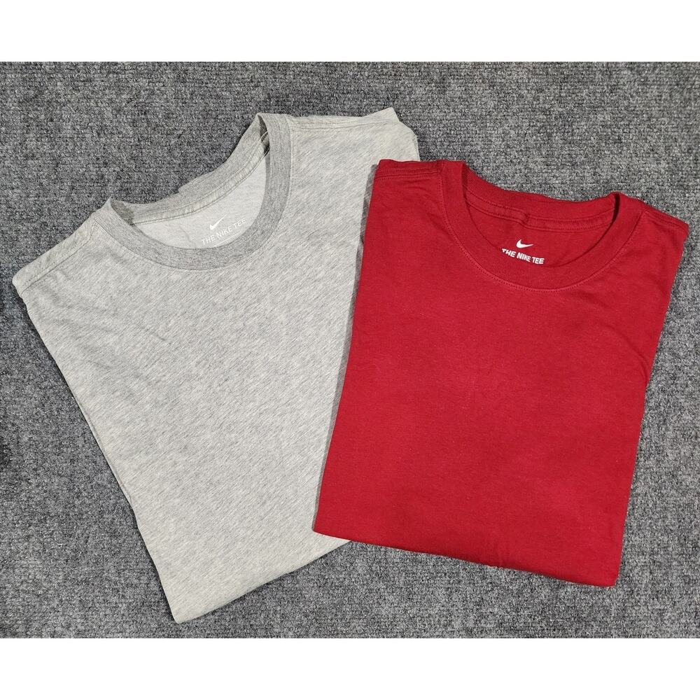 2-pack Nike Mens Size Small Long Sleeve Shirt Grey Dri-FIT & Crimson 100% Cotton